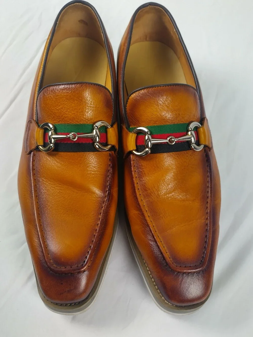 Maison Forte Mens Size 11 Vienna Leather Bit Dress Loafers Cognac Gress Loafers